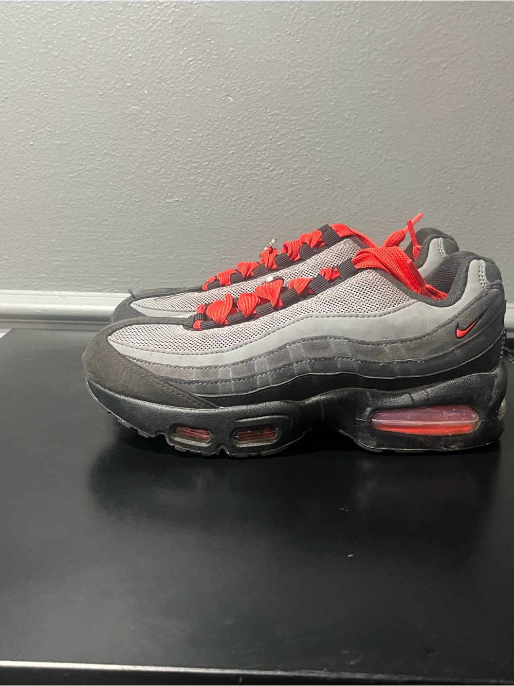 Nike Kids Air Max 95 Gray with Red Highlights